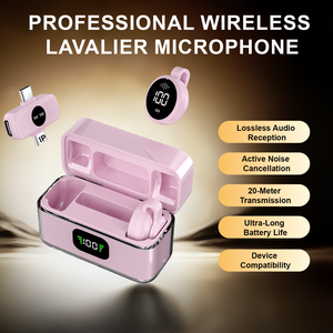 Professional 2-in-1 mini S30 wireless lavalier microphone with charging <b>case</b> and LED display screen, suitable for smartphones - Product Image 1
