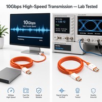 Kabel Data USB 3.2 Gen 2 Tipe A Male ke Tipe A Male 10Gbps 1M 2M 3M 3.0 ke Kabel A untuk Peralatan Industri OEM