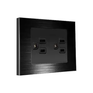 OSWELL Black Aluminium Metal Panel USA Standard 110V Wall Switches Sockets Electrical USB Sockets