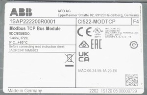 CI522-MODTCP 1SAP222200R0001 โมดูลบัส Modbus TCP สำหรับ PLC - Product Image 1