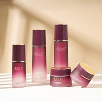 Stock d'usine ensemble de cosmétiques rond droit bouteille produit de soin de la peau bouteille en verre eau émulsion Essence pompe de presse.