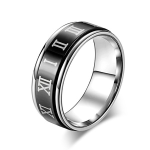 Roman Numeral Rotating Titanium Steel <b>Ring</b> For Men Blue Index Finger Jewelry Gift - Product Image 4