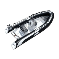 Bateau pneumatique RIB 480 de 16 pieds en PVC/Hypalon, coque en fibre de verre à fond profond avec pare-soleil pour le plaisir en famille
