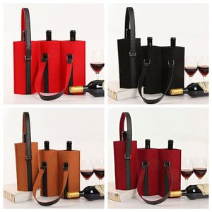 Promotion : Sac à main en feutre exquis personnalisé, double boîte cadeau haut de gamme pour vin rouge avec logo imprimé - Product Image 2