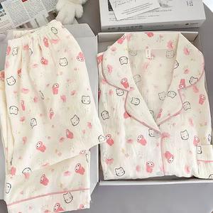 Yeni Gelen Yunduo Pijama Kadın Uzun Kollu Pantolon Tatlı Sevimli Yazlık Kadın Ev Giyim Takımı - Product Image 4