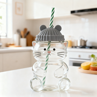 Couvre-bouteille en silicone en forme d'ours, de chat ou de lapin pour bouteille d'eau en verre, gobelet, personnalisable, vente en gros