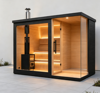 Relaxez-vous et profitez des bienfaits pour votre corps : Sauna en bois de cèdre rouge à vapeur sèche avec douche intégrée pour sauna extérieur.
