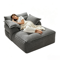 Fauteuil-lit géant en mousse haute densité compressée, sans assemblage requis, avec deux oreillers souples