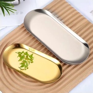 Nampan Sajian Makanan Oval Gaya Korea Motif Solid, untuk Mie, Roti, dan Minuman, dengan Alas Panci Minyak, Ukuran Kecil, Khusus untuk Daging Renyah - Product Image 1