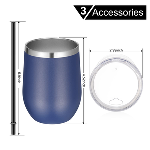 Personalized Classic 12 Ounce 12oz Egg Shape Stainless Steel Wine Glass Tumbler with Straw - Product Image 4