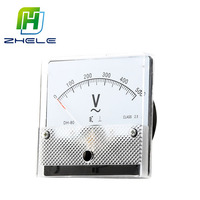 Voltmeter Pemasangan Panel Analog 80*80Mm AC/DC 5V 10V 15V 20V 30V 50V 100V 150V 200V 250V 300V 400V 500V Meter