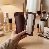 Étui à rouge à lèvres rectangulaire moderne en cuir PU tendance, étui à crayon à lèvres, miroir, sac à rouge à lèvres portable, crayons à sourcils de luxe, baume à lèvres
