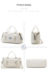 Custom Fashion Multifunctional Nylon Gym Bag Quilted Travel Duffle with Zipper Closure <b>Belt</b> Pattern for Yoga Sports - Product Image 5