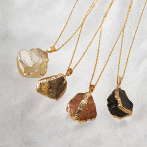 Collier en pierre brute de cristal, pendentif tête de taureau exagéré, forme irrégulière, bijoux de mariage rétro bohème pour femme - Product Image 3