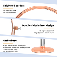 Miroir cosmétique de bureau double face rond en métal chromé, personnalisable et non pliable, tendance mode