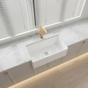 Fregadero de Cocina de 33 Pulgadas de Arcilla Refractaria Estilo Granja con Frente Reversible <span class=keywords><strong>para</strong></span> Suministro Comercial - Product Image 2