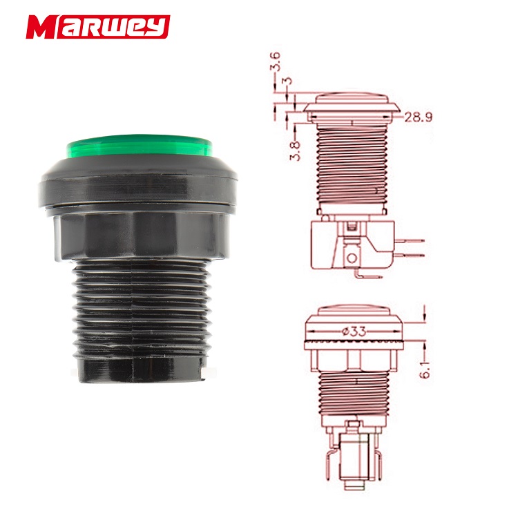 33 Mét 5V LED Arcade Nút Không Thấm Nước Vòng Arcade Push Button Bán