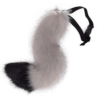 Queue de renard en fausse fourrure synthétique pour Halloween, pliable et réglable, pour hommes adultes, cosplay, masques