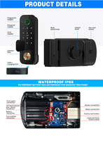 Étanche IP66 Porte Extérieure Intelligente Jante Serrure De Porte Deadbolt Tuya Wifi Empreintes Digitales RFID Carte Mot De Passage pour Grill Porte En Métal