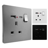 Interrupteur mural simple pôle 13A de haute qualité, norme britannique, avec indicateur et prise de courant USB Type-C à charge rapide