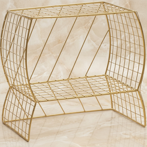 Estante de Almacenamiento de Alambre Dorado Premium de Dos Niveles para una Organización y Decoración del Hogar con Estilo - Product Image 1