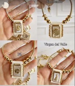 Pulsera <span class=keywords><strong>de</strong></span> Joyería Religiosa Católica con Dijes Chapados en Oro <span class=keywords><strong>de</strong></span> <span class=keywords><strong>Guadalupe</strong></span>, Jesús, <span class=keywords><strong>Virgen</strong></span> María y Colgante <span class=keywords><strong>de</strong></span> Concha Nácar - Product Image 6