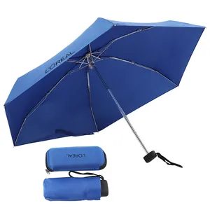 Paraguas plegable con funda EVA, 6 varillas, promoción, cinco pliegues
