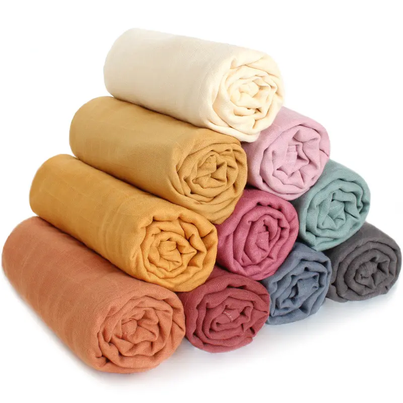 Baby Swaddle Mulisn Blanket Soft Bamboo Cotton Solid Color 2 layer Unisex Swaddle Wrap Silky Neutral Receiving Blankets