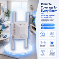 AC1200 WiFi Range Extender Wireless Repeater Dual Band 5GHz 2.4GHz dengan 4 Antena Mode WPS AP Port Ethernet Ganda