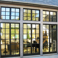 Fenêtres en verre et en acier ouvertes verticalement grands bâtiments de bureaux de sites fenêtre à guillotine unique villas passage fenêtre de douche supérieure