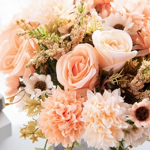 Bouquet de fleurs artificielles en soie rose, style pastoral européen, décoration à main, pour salon, tables basses et tables à manger - Product Image 3