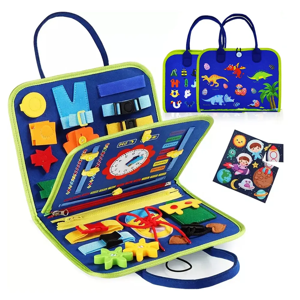 Children Early Educational Toys Kids Teaching Life Dress Skills Felt Learning Board DIY Felt Busy Board with puzzle game