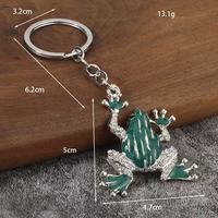 En gros Porte-clés grenouille en strass, pendentif animal en alliage, impression UV, imperméable, tendance, pour clés de voiture, breloque de sac à main, décoration, cadeau