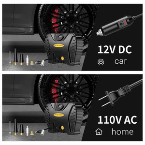 เครื่องสูบลมยางรถยนต์แบบพกพา 12V DC 110V AC พร้อมหน้าจอแสดงผลดิจิตอล LED - Product Image 4