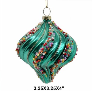 Adorno de Vidrio en Forma de Cebolla con Diseño de Espiral Azul Pavo Real de Inspiración Vintage, Artesanía de Vidrio Hecha a Mano para Decoración Festiva del Hogar, Venta al Por Mayor - Product Image 4