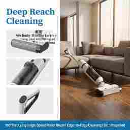 Aspirateur Balai Sans Fil Humide/Sec 3-en-1 - Nettoyeur de Sols Portable Auto-Nettoyant 3000PA à Succion Puissante, Contrôlé par Application pour Sols Durs Domestiques - Product Image 3