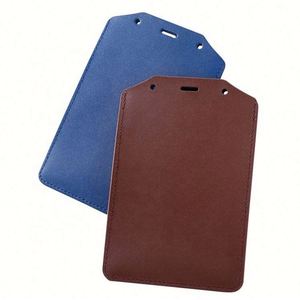 Vintage Style Dual Vertical PU Leather RFID Badge Holder Transparent ID Card & Credit Card Name Holder - Product Image 3