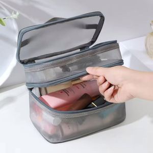 Double Layer Mesh <b>Makeup</b> Bag, Wash Bag, Women's Portable New Large Capacity <b>Storage</b> Bag, Cosmetics <b>Storage</b> Bag - Product Image 4