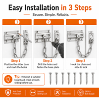 Cadena de Seguridad para Puerta, Protección Antirrobo, Acero Inoxidable Resistente, Color Plateado, para Hogar, Hotel, Apartamento, Herraje de Seguridad para Puerta Principal