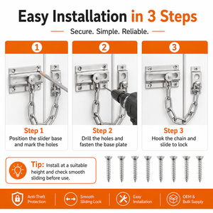 Door <b>Security</b> Chain Anti-theft Guard Heavy Duty Stainless Steel Silver for Home Hotel Apartment Front Door Safety Hardware - Product Image 5