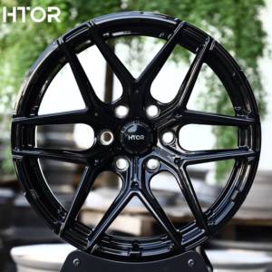 Jantes forgées sur mesure HTOR <span class=keywords><strong>19</strong></span> 20 21 22 pouces, concaves profondes, noir brillant, 5x114.3 5x112, pour TLX Type S Q60 Stinger G70 WRX - Product Image 1