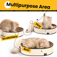 Lit grattoir ovale pour chat, planche à gratter 2-en-1, tapis de grattage en carton ondulé naturel, base scellée