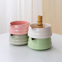 Service à thé matcha en céramique japonaise Fouet Bol à bec verseur Boîte cadeau de style japonais Matériel en papier stocké pour l'appréciation du thé transfrontalier