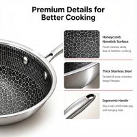 Poêle à frire moderne antiadhésive en acier inoxydable, design nid d'abeille rond, pour cuisine et ustensiles de cuisson
