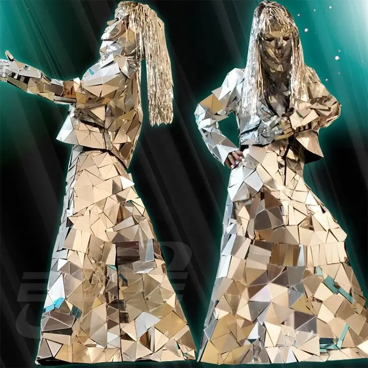 Mirror Jumpsuit Fashion Costume DJ Club Party Nightclub Stage Dancer Wear Mirror Reflective Suit Clothing dance costumes