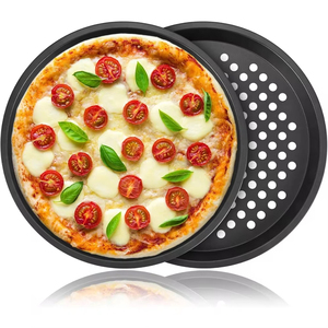 13-inch không dính thép carbon bánh <span class=keywords><strong>pizza</strong></span> Crisper <span class=keywords><strong>Pan</strong></span> Vòng bakeware với lỗ cho nhà nướng - Product Image 1