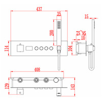 Robinet de douche thermostatique numérique haut de gamme, finition nickel brossé, design moderne, mitigeur encastré 4 fonctions