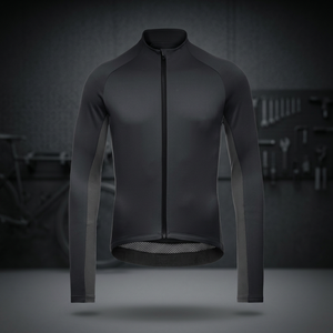 Men's Long Sleeve Cycling Jersey Black Full Zip Mesh <b>Back</b> Breathable <b>Road</b> Bike Wear - Product Image 3