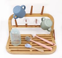 Égouttoir à vaisselle moderne en bambou pour la maison et la cuisine, support de rangement pour bols, tasses et assiettes