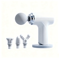 Pistolet de massage portatif mini 4 têtes, percussion des tissus profonds, rechargeable USB, moteur à balais, contrôle du temps pour les muscles du corps